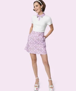 Ladies^Unique Vintage Pusheen Purple Polka Dot Dress