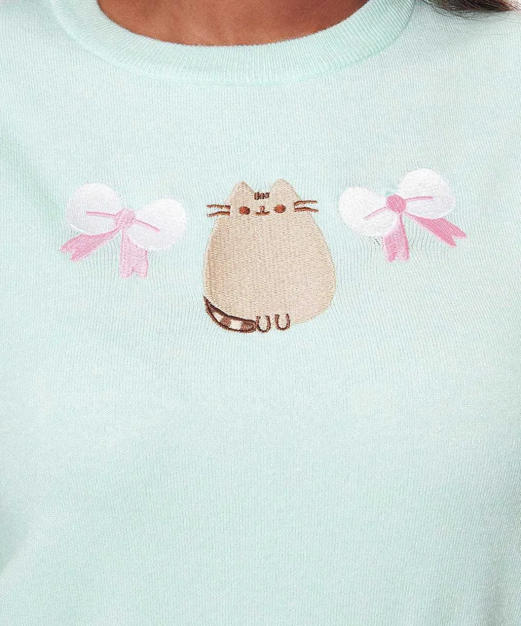 Ladies^Unique Vintage Pusheen Rib Knit Sweater