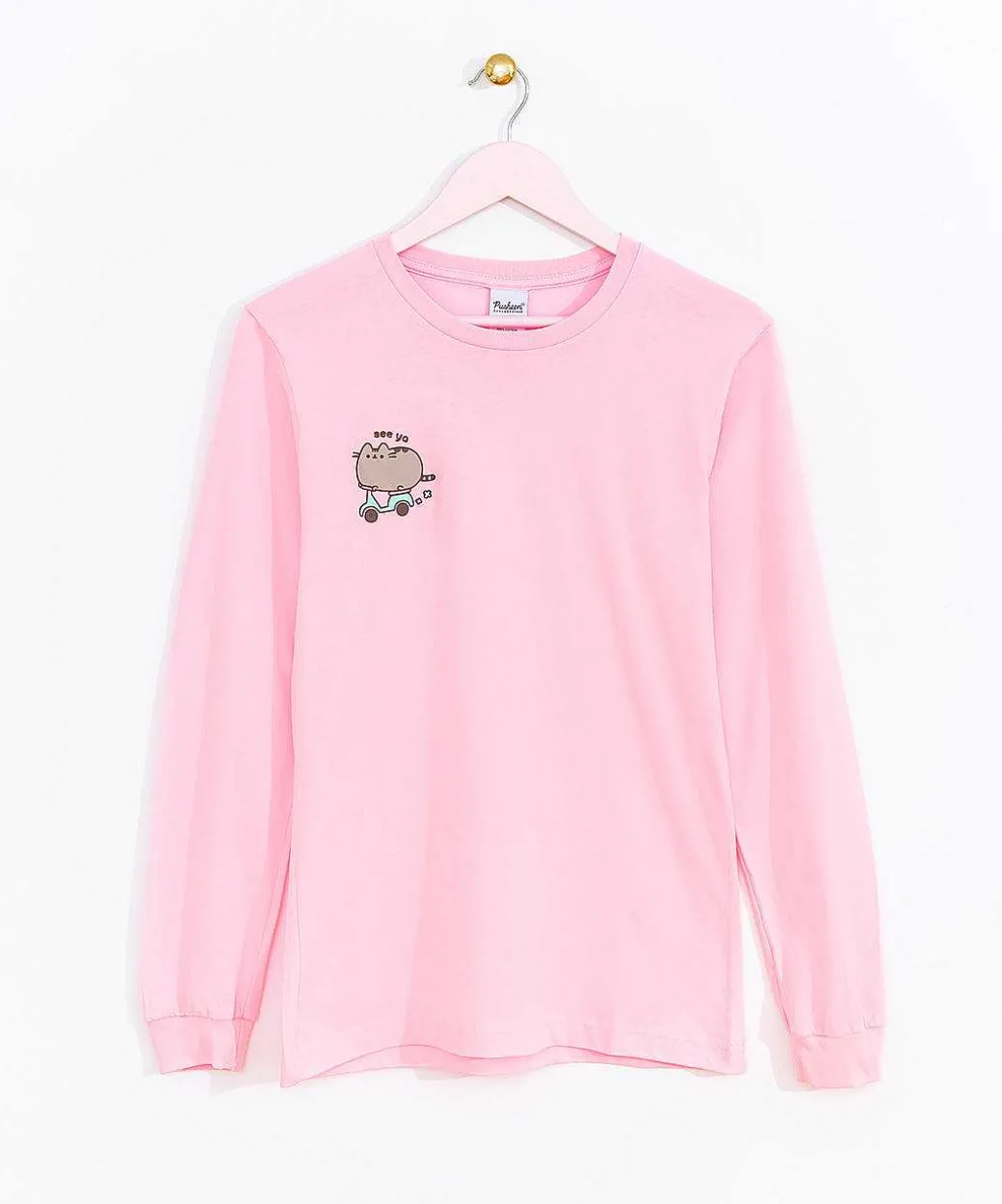 Guys & Unisex^ACDC Scooter Pusheen Long-Sleeve Unisex Tee